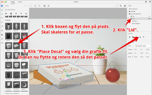 Screenshot af Dimensions CC, hvor der vises at man skal 