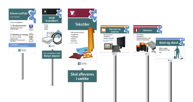 Visualisering af skilte til genbrugspladser med informationer omkring sortering 