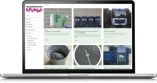 Mockup af bærbar computer der viser Vesthimmerlands forsynings hjemmeside